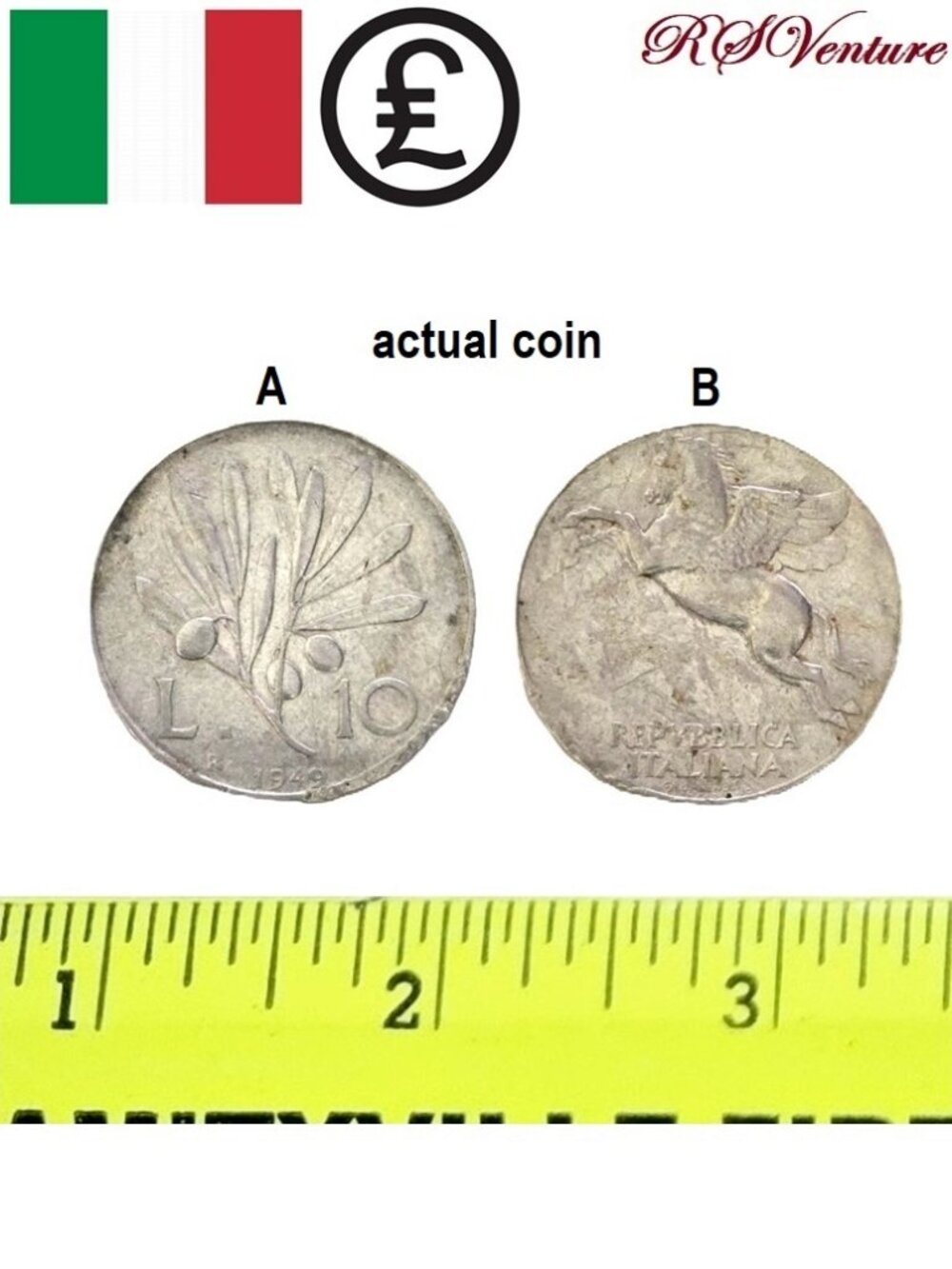 Vintage 1949 Italian Lira Coin L.10